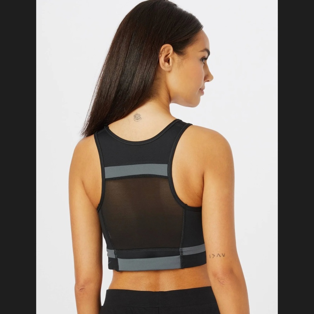 Nike Black and Gray Sports Bra with Racerback Design